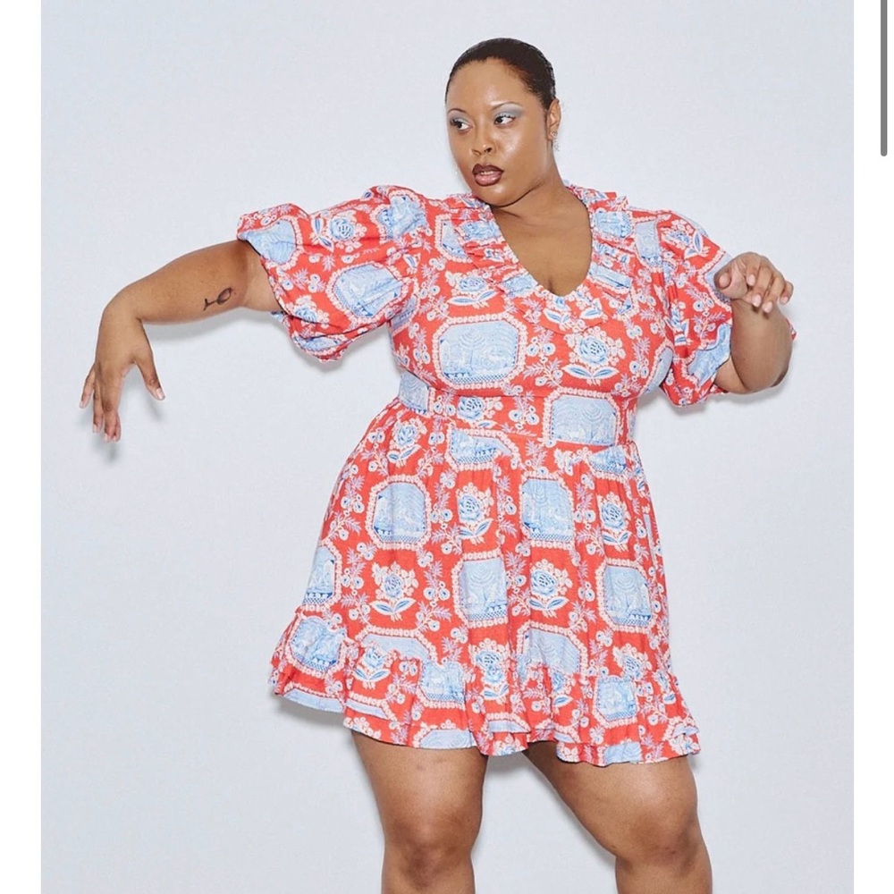 Fashion Brand Company Ruffle Dress in French Sex print